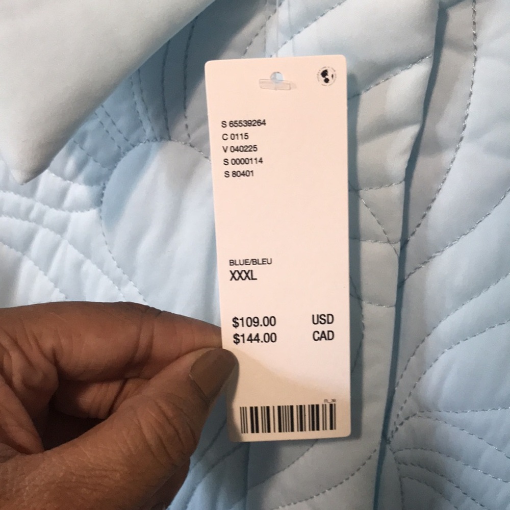 NWT Urban Outfitters UO Sasha Quilted Bomber Jacket Blue XXXL Relaxed Fit Crop - Picture 14 of 14